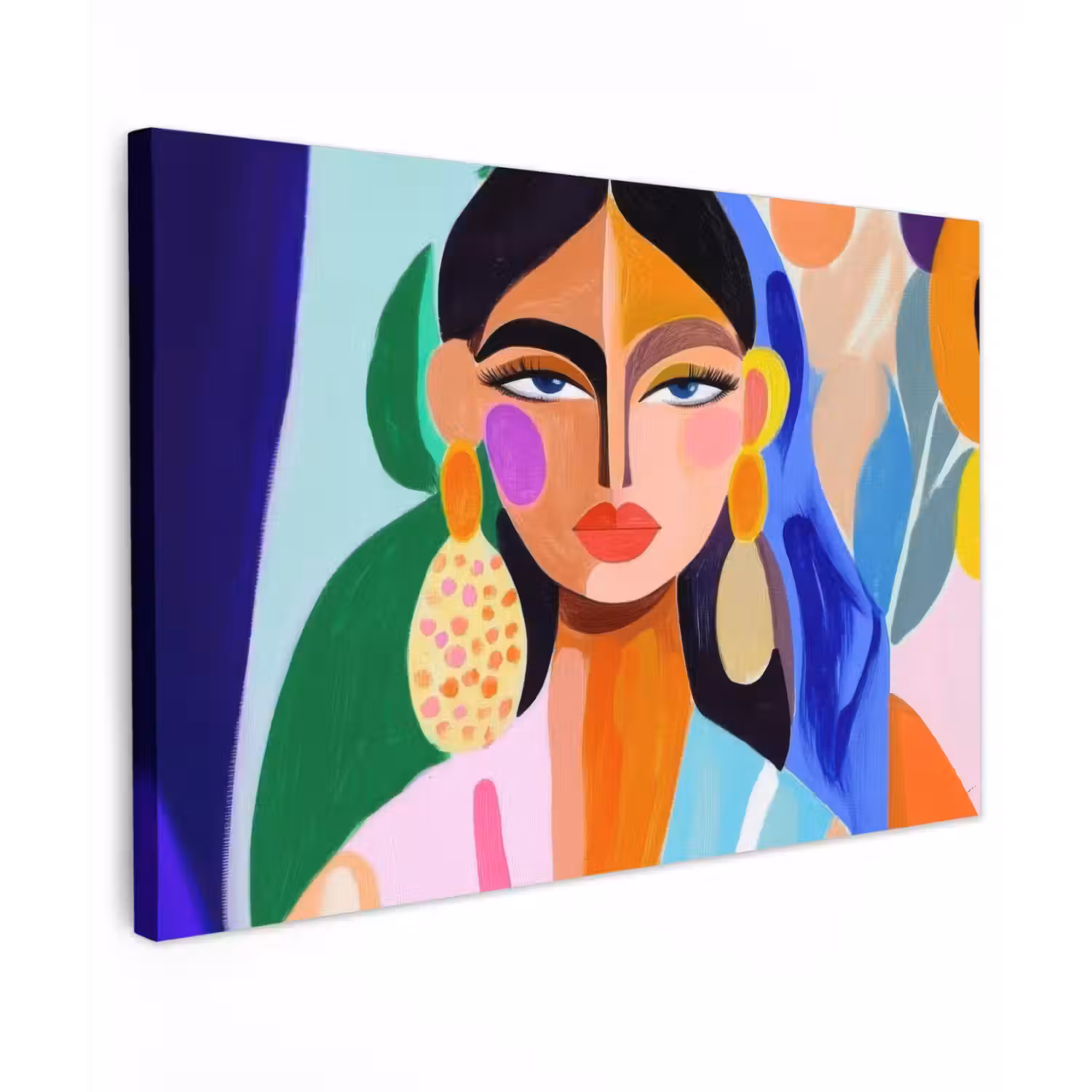 Portret - Vrouw - Modern Tuinposter op houten frame 2 cm dik klein -3d