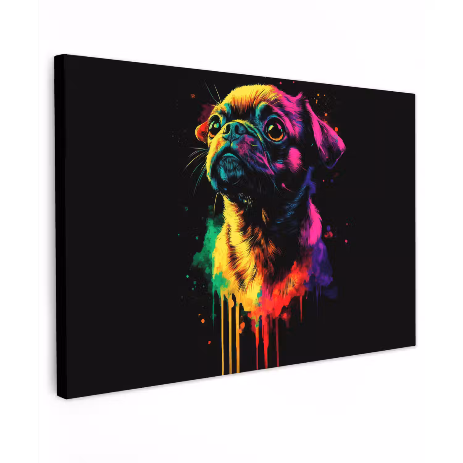Puck - Hond - Verf - Kleuren Tuinposter op houten frame 2 cm dik klein -3d