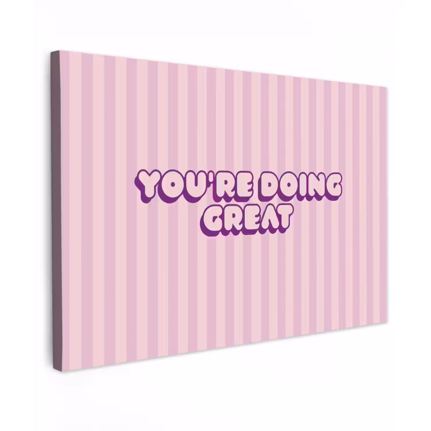 Paars - Strepen - You're doing great - Schaduw Tuinposter op houten frame 2 cm dik klein -3d