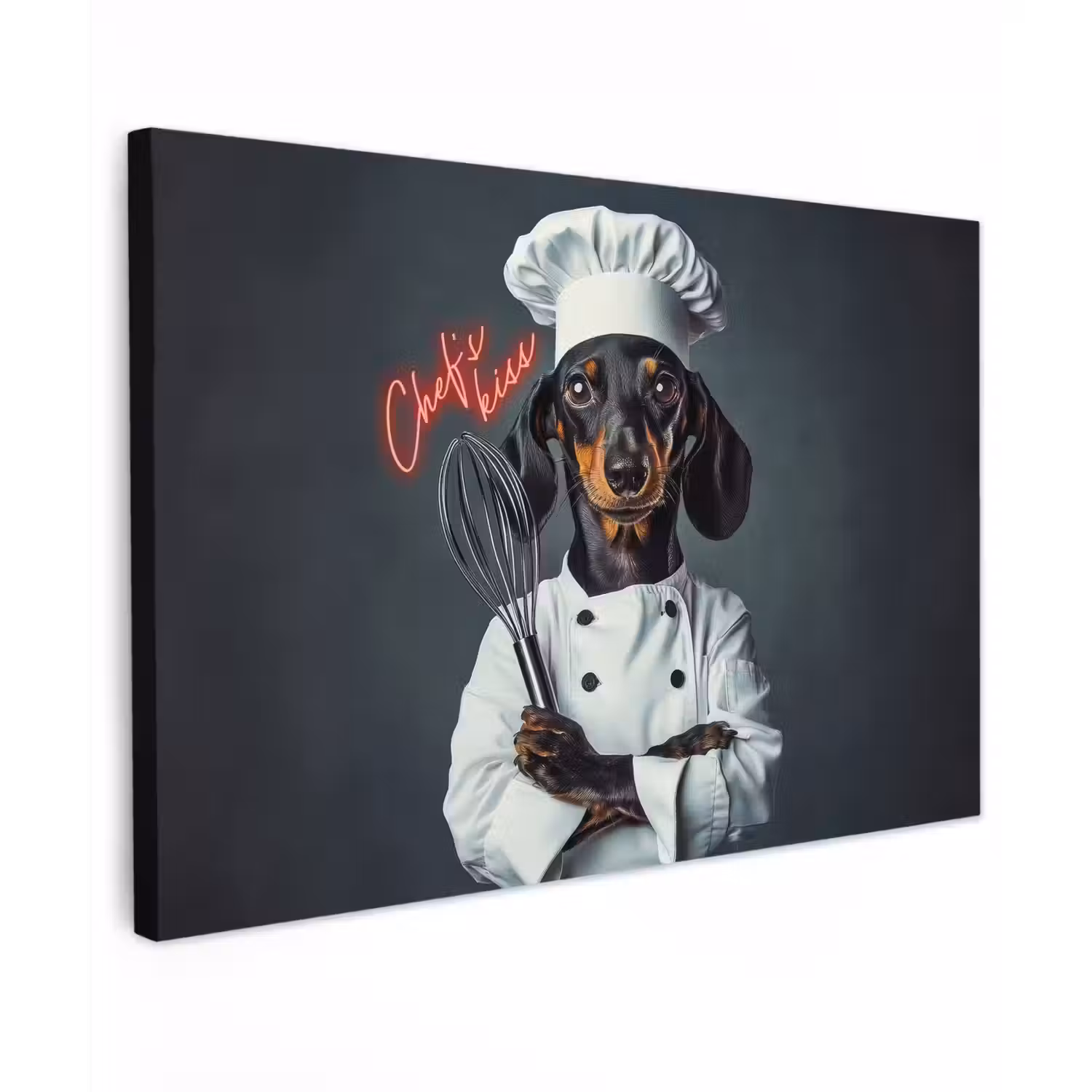 Quote - Neon - Hond - Kokskleding Tuinposter op houten frame 2 cm dik klein -3d