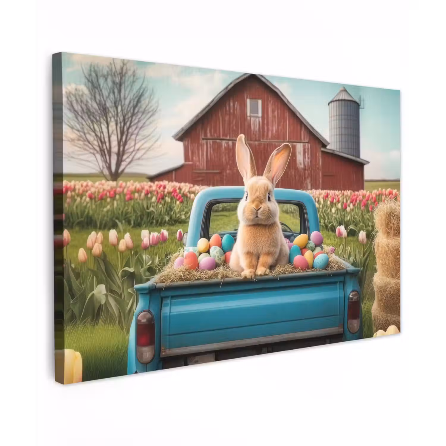 Konijn - Boerderij - Eieren Tuinposter op houten frame 2 cm dik klein -3d