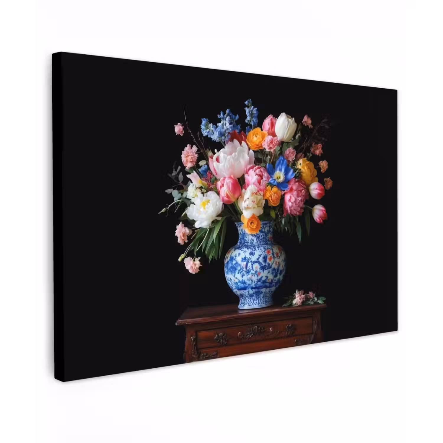 Rozen - Bloemen - Vaas - Boeket Tuinposter op houten frame 2 cm dik klein -3d