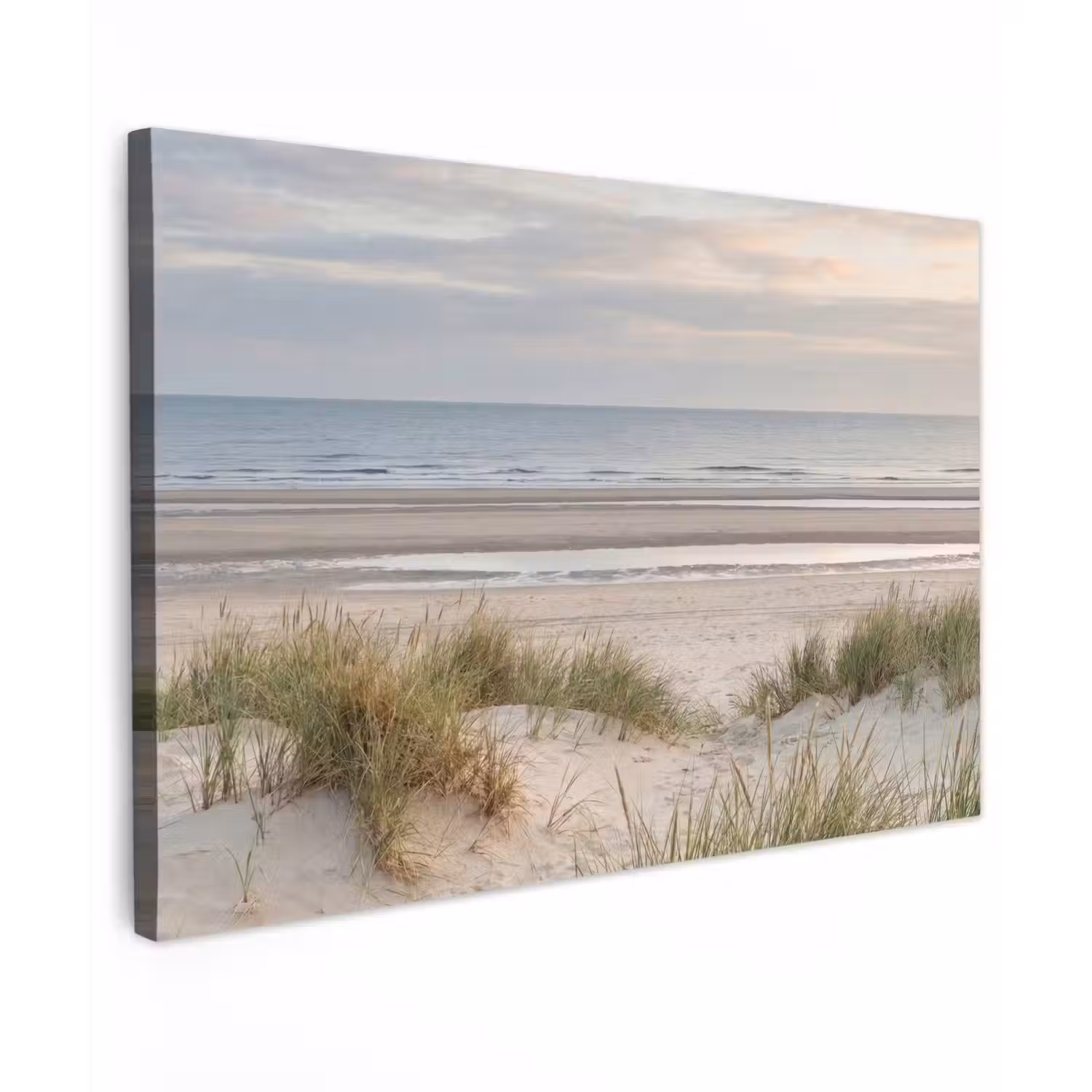 Zandstrand - Bewolkt - Duinen Tuinposter op houten frame 2 cm dik klein -3d