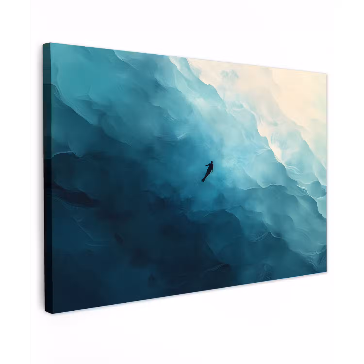 Zee - Silhouet - Abstract - Blauw Tuinposter op houten frame 2 cm dik klein -3d