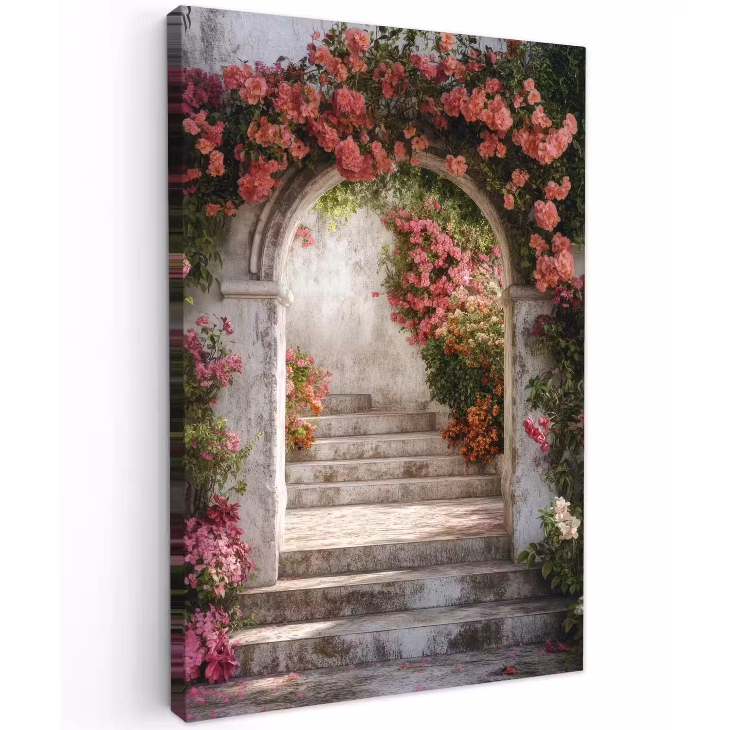 Doorkijk - Rozen - Vintage - Poort Tuinposter op houten frame 2 cm dik klein -3d