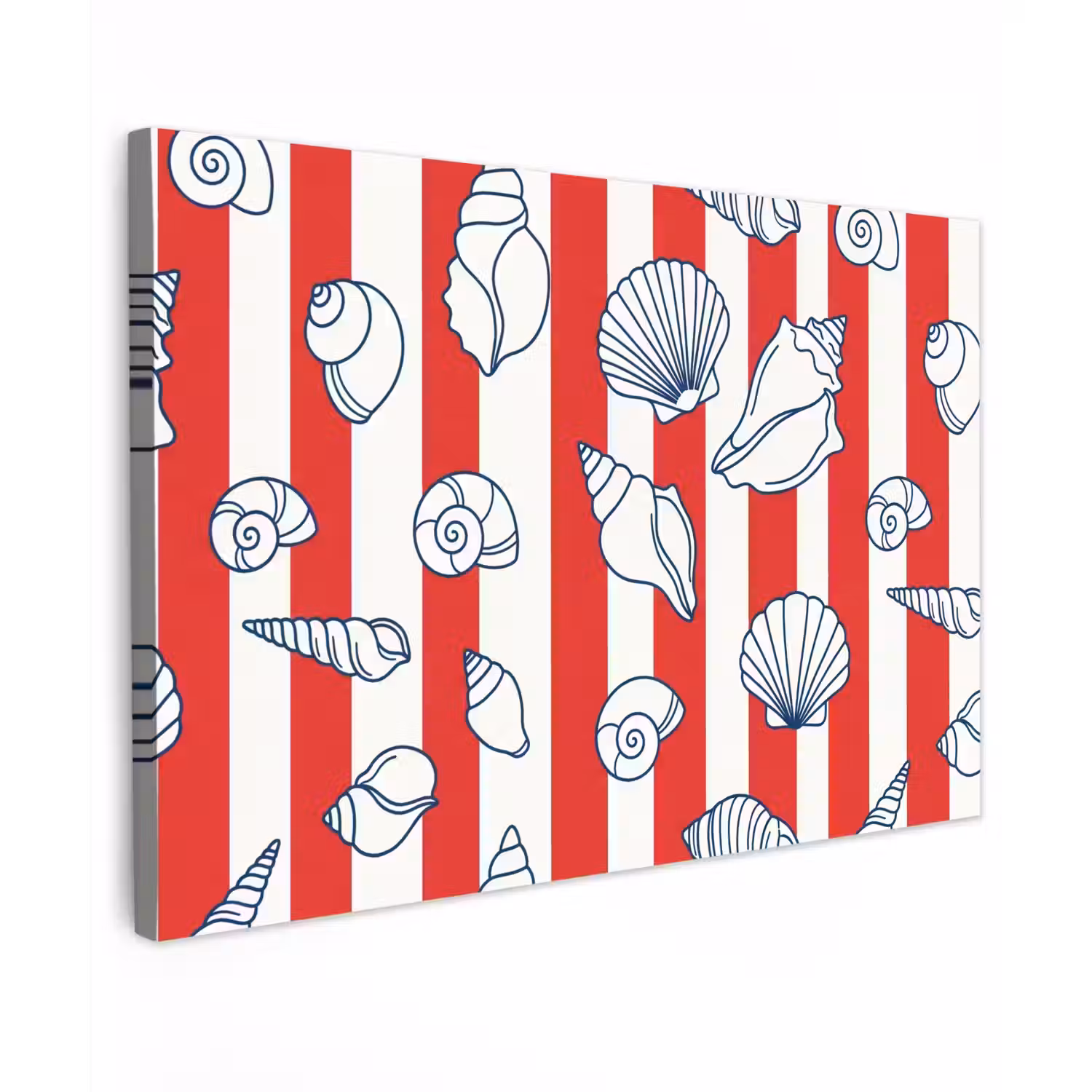 Schelp - Zeedieren - Zomer - Illustratie - Rood - Blauw Tuinposter op houten frame 2 cm dik klein -3d