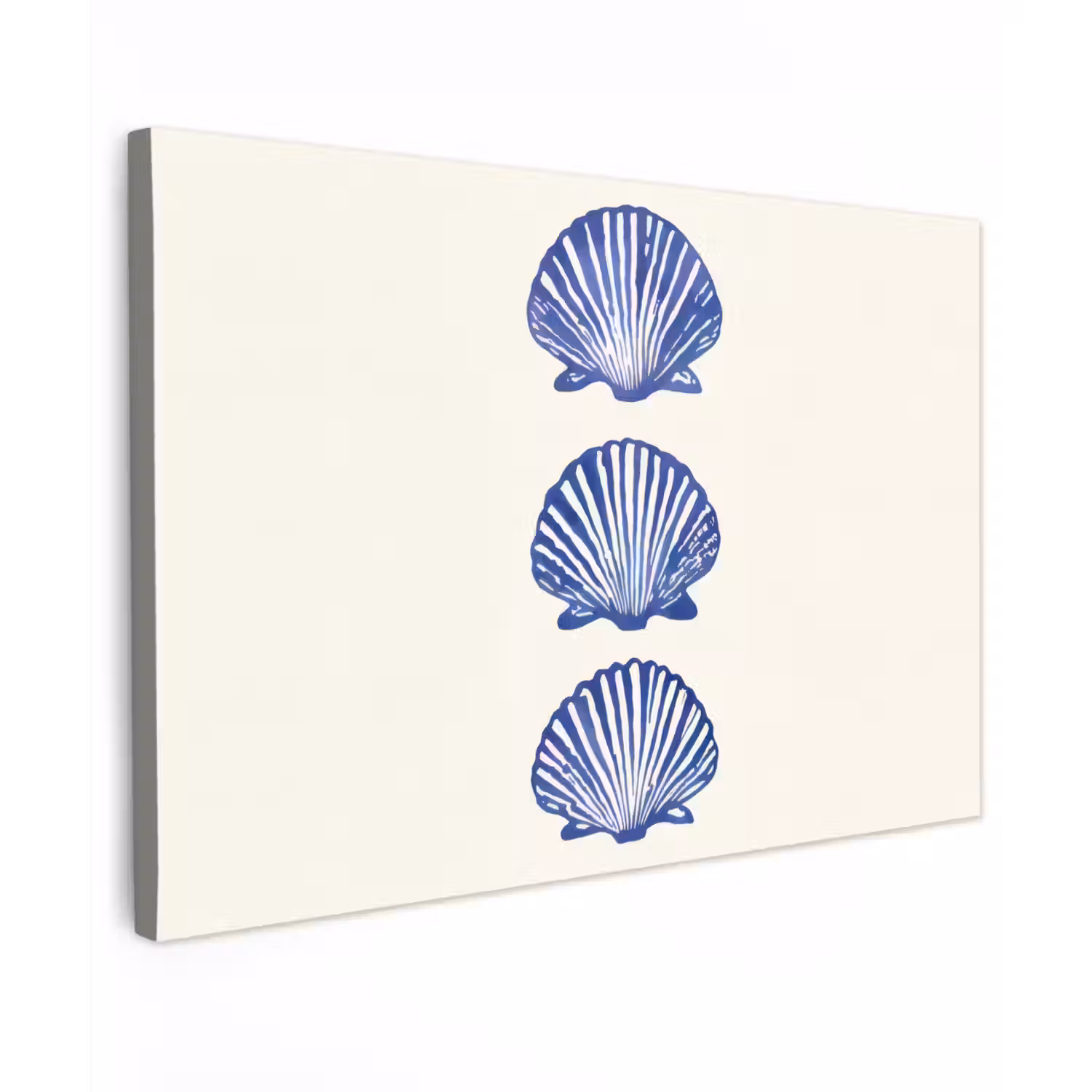Schelpen - Blauw - Patroon Tuinposter op houten frame 2 cm dik klein -3d