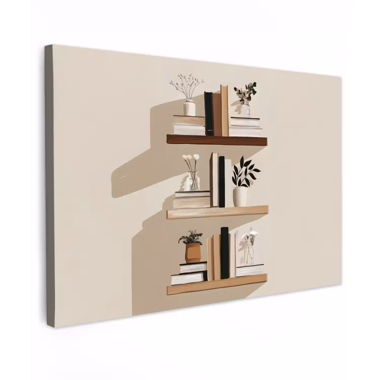 Plankjes - Boeken - Vaasjes - Planten Tuinposter op houten frame 2 cm dik klein -3d