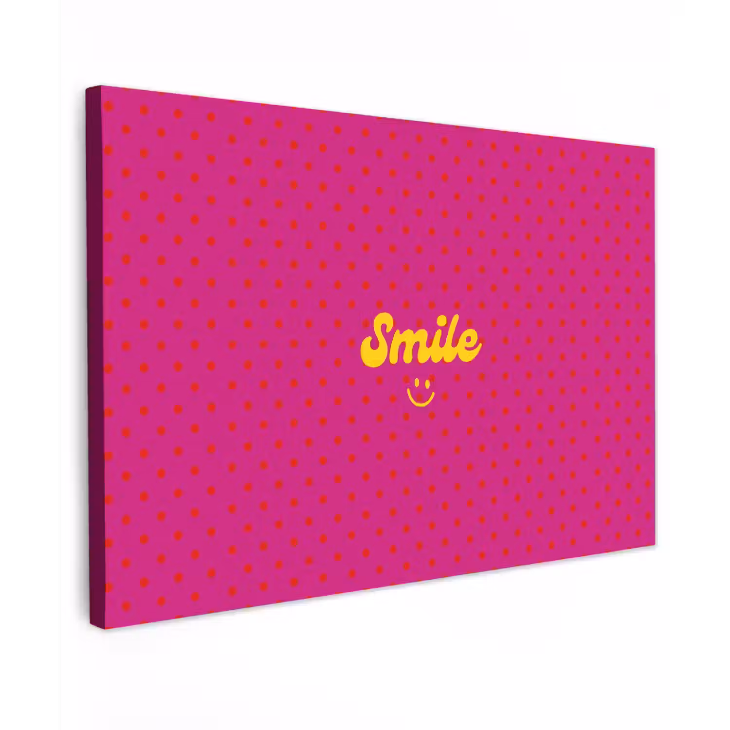Smile - Stippen - Geel - Smiley - Roze Tuinposter op houten frame 2 cm dik klein -3d