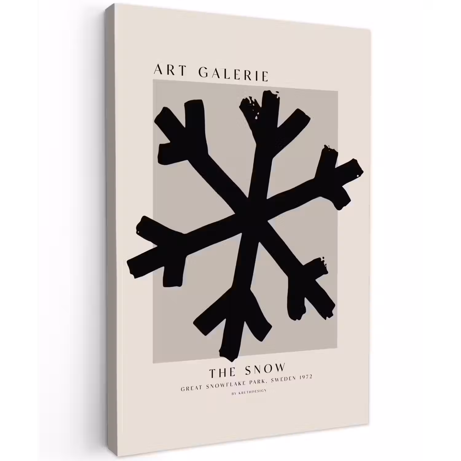 Sneeuwvlok - Kerstmis - Zwart - Feestdagen Tuinposter op houten frame 2 cm dik klein -3d
