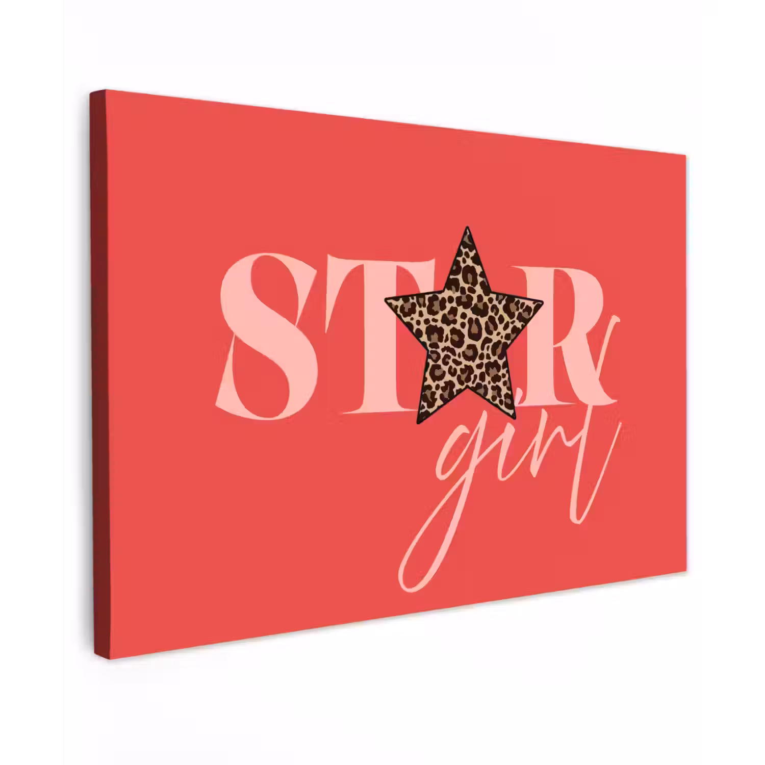 Star girl - Rood - Panter - Ster Tuinposter op houten frame 2 cm dik klein -3d