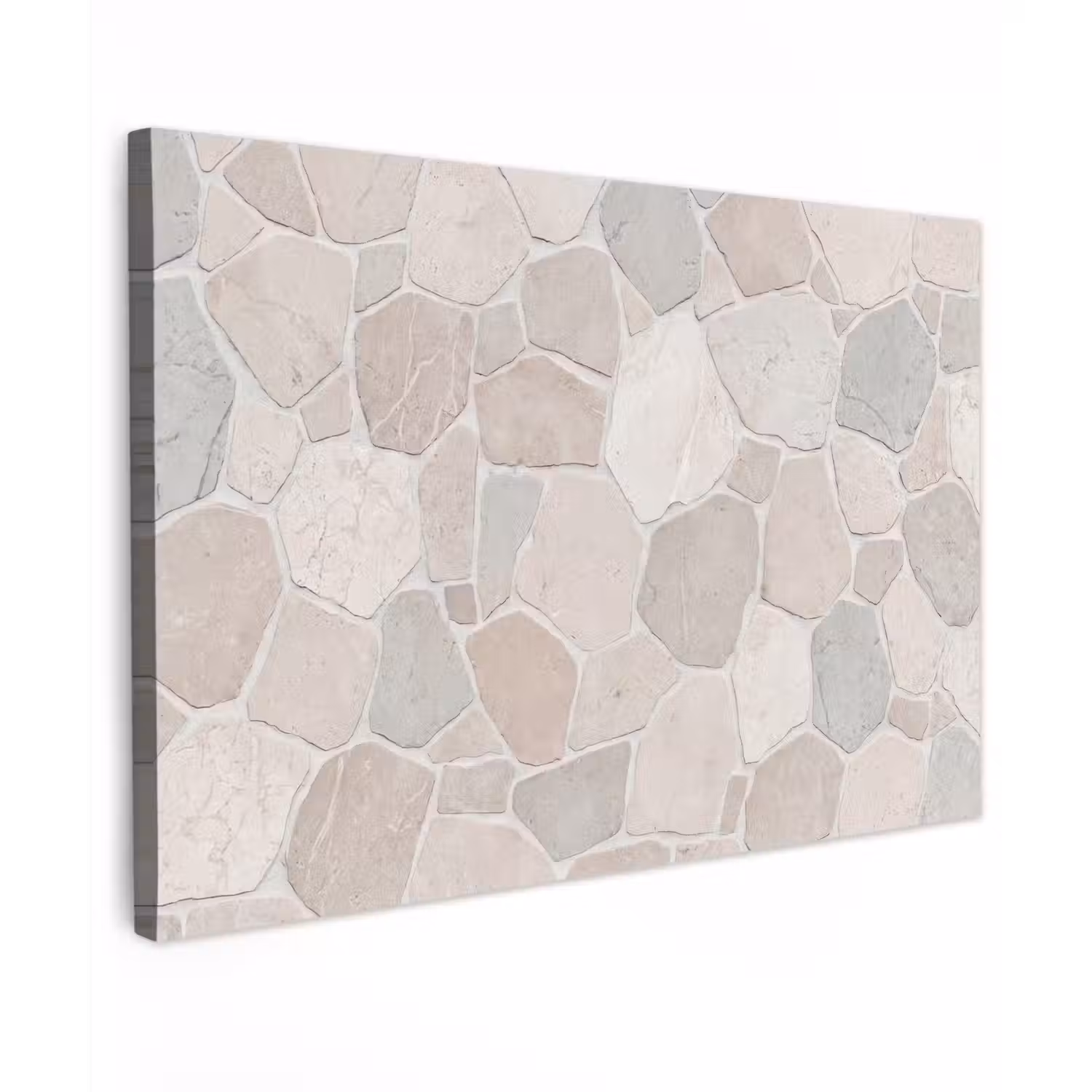 Steen - Patroon - Textuur - Beige Tuinposter op houten frame 2 cm dik klein -3d