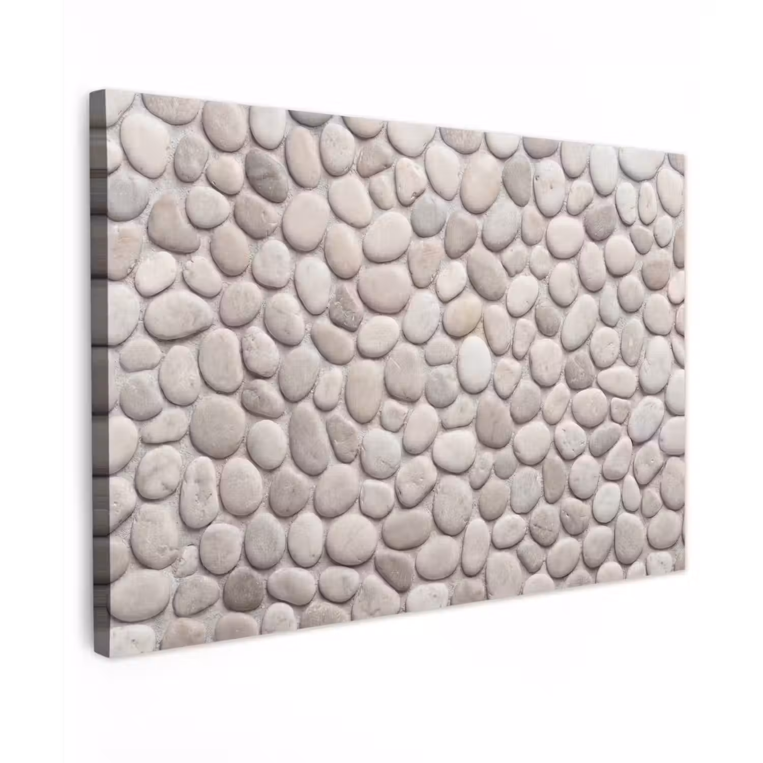 Steen - Kiezel - Natuur - Minimalistisch - Beige Tuinposter op houten frame 2 cm dik klein -3d