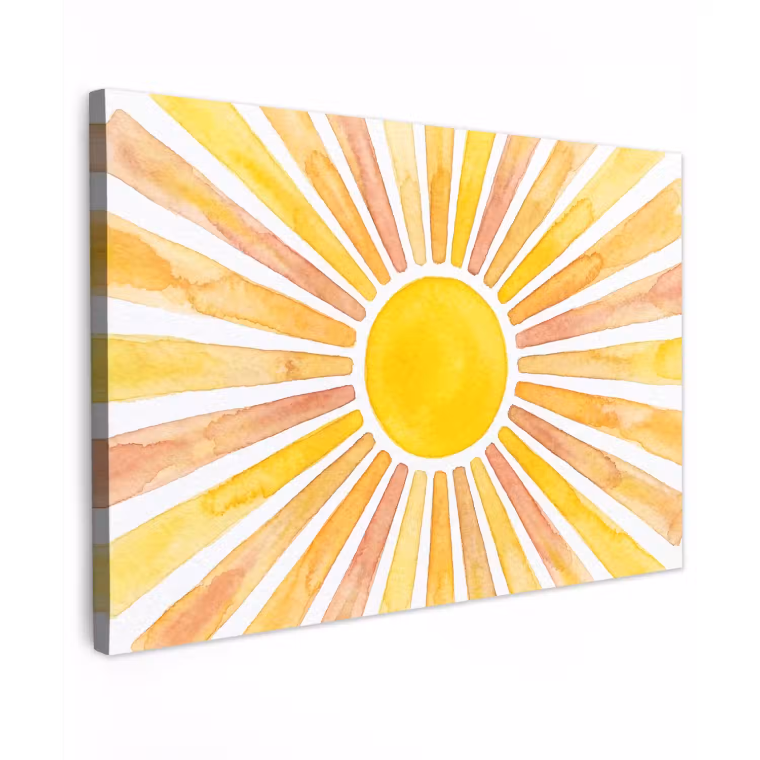 Zon - Stralen - Aquarel - Geel - Abstract Tuinposter op houten frame 2 cm dik klein -3d