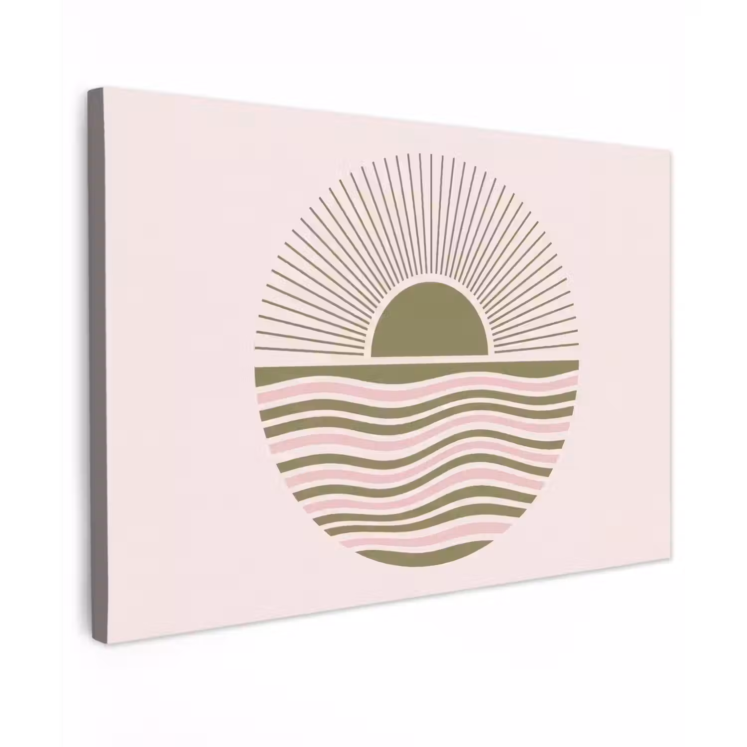 Zon - Zee - Abstract - Modern - Roze Tuinposter op houten frame 2 cm dik klein -3d