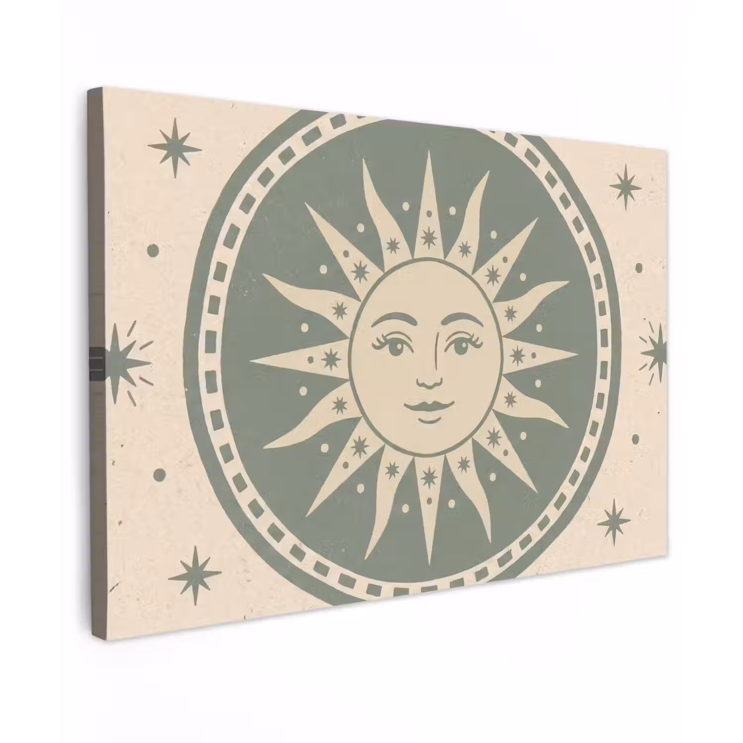 Zon - Sterren - Astrologie - Vintage - Groen Tuinposter op houten frame 2 cm dik klein -3d