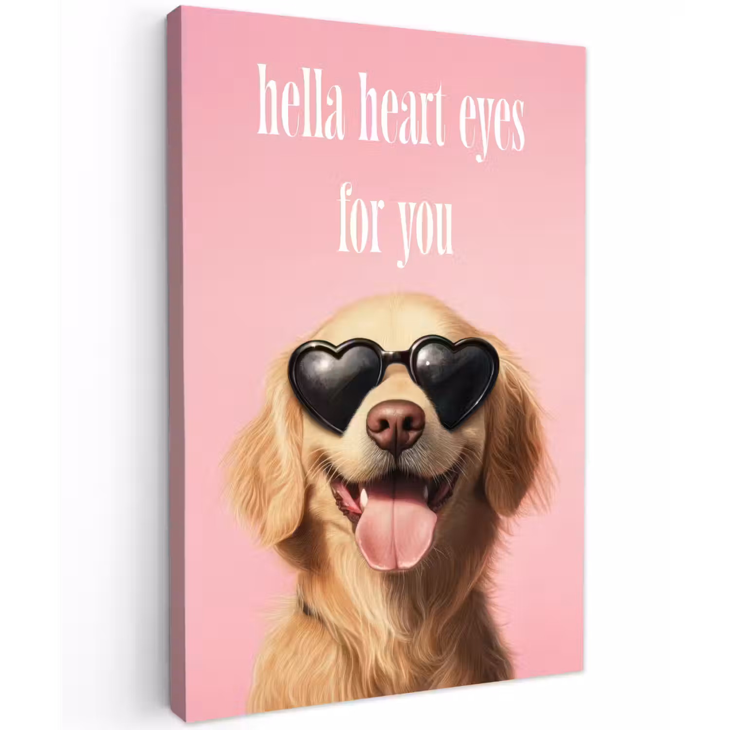 Zonnebril - Hartjes - Hond - Valentijn Tuinposter op houten frame 2 cm dik klein -3d