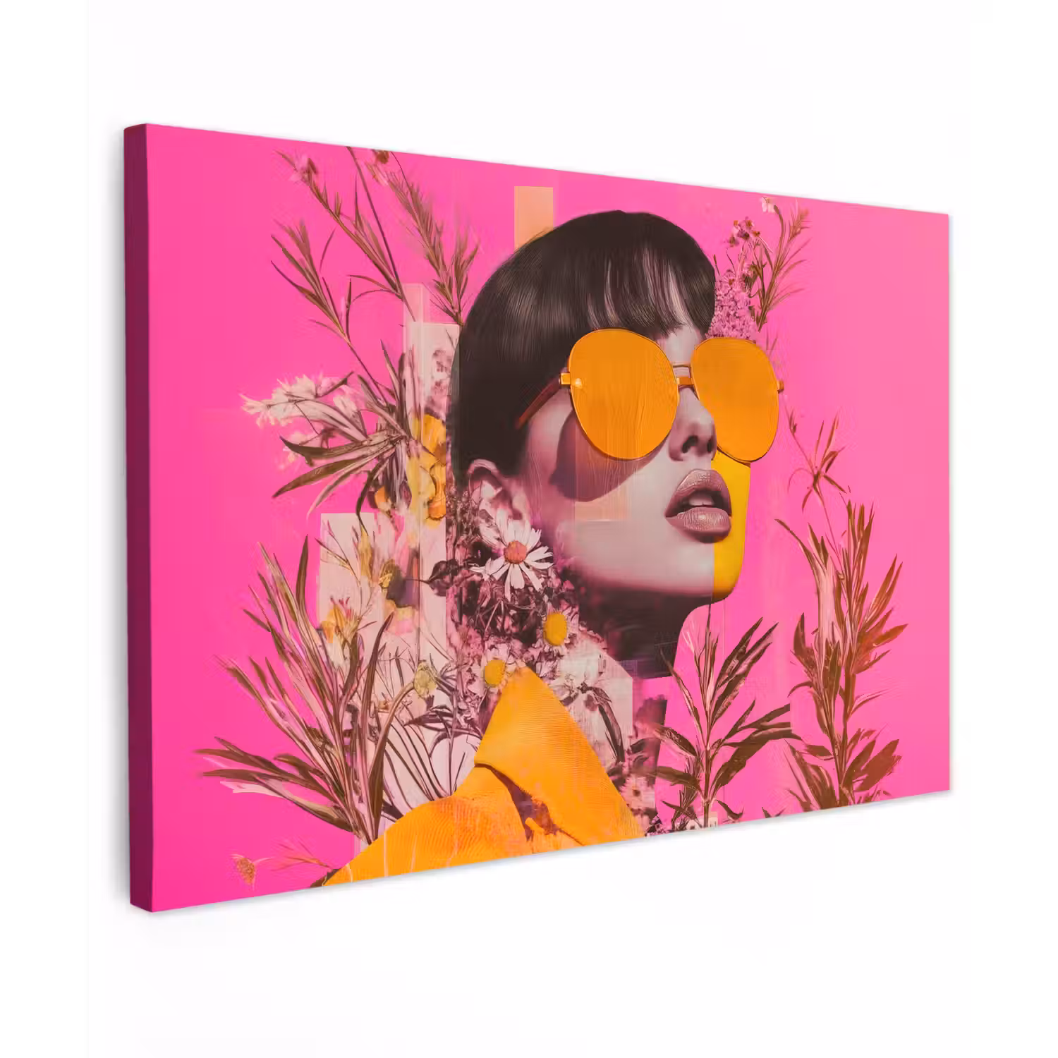 Zonnebril - Oranje - Vrouw - Planten Tuinposter op houten frame 2 cm dik klein -3d