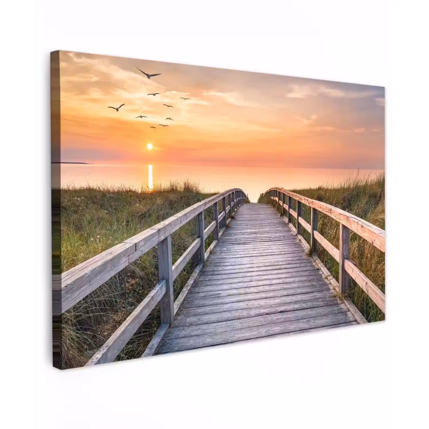 Zonsondergang over de Duinen Tuinposter op houten frame 2 cm dik klein -3d
