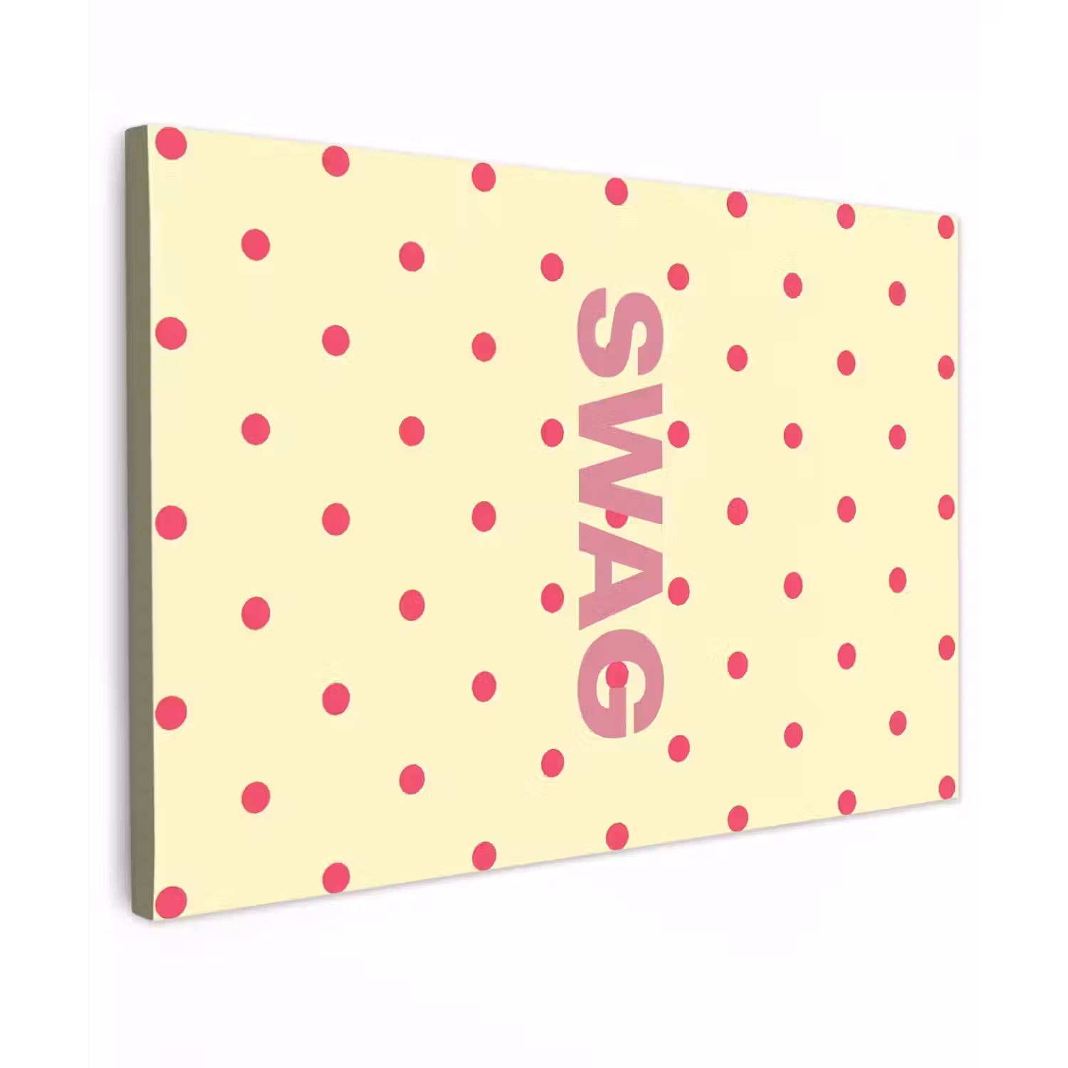 Swag - Roze - Stippen - Geel Tuinposter op houten frame 2 cm dik klein -3d