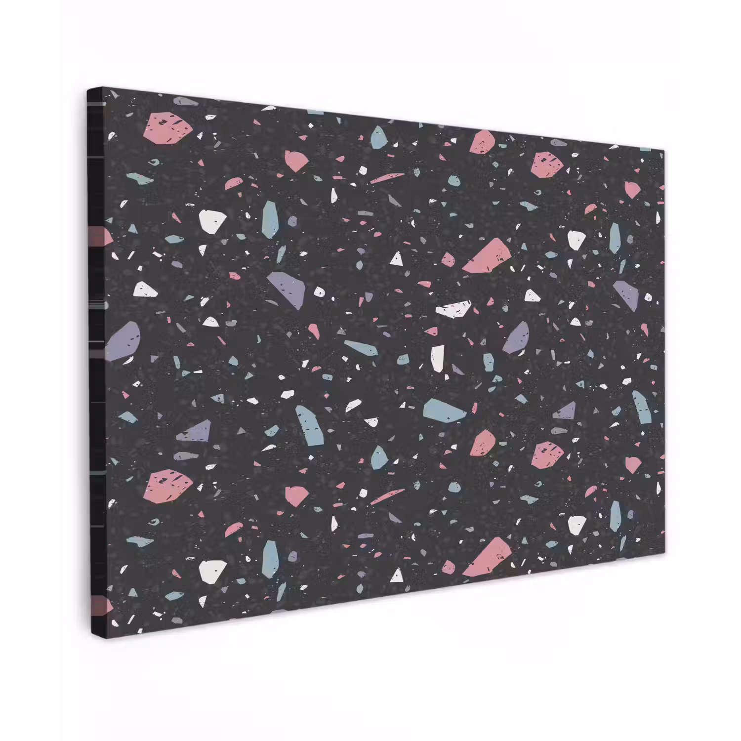Terrazzo - Patroon - Zwart - Zacht Tuinposter op houten frame 2 cm dik klein 845 -3d