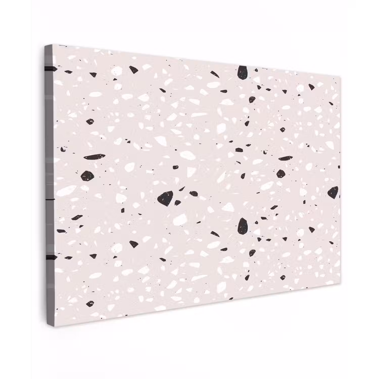 Terrazzo - Patroon - Zacht - Zwart - Wit Tuinposter op houten frame 2 cm dik klein 845 -3d