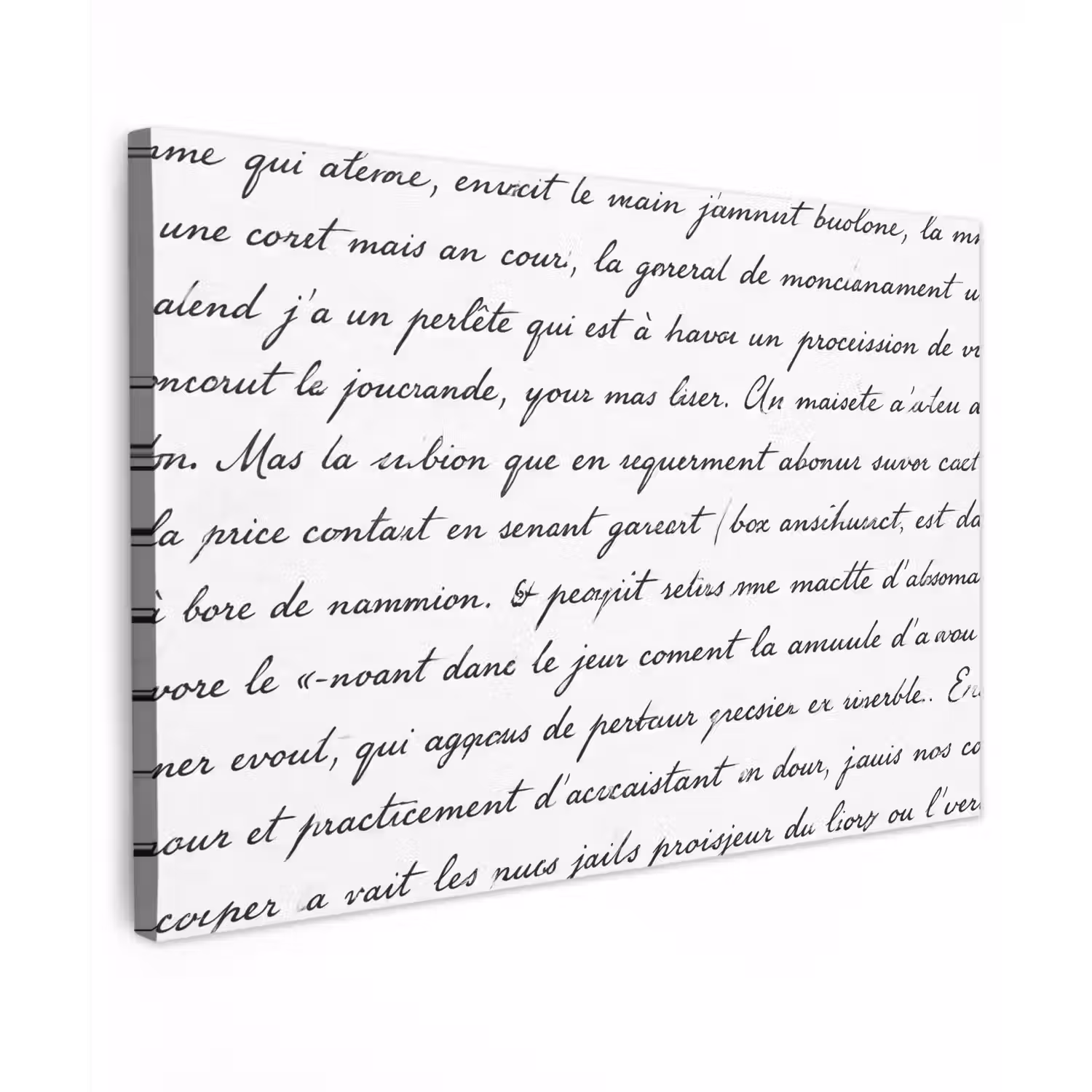 Tekst - Handschrift - Klassiek - ZwartWit Tuinposter op houten frame 2 cm dik klein -3d