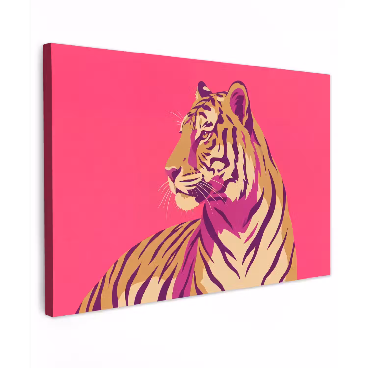 Tijger - Modern - Neon Tuinposter op houten frame 2 cm dik klein -3d
