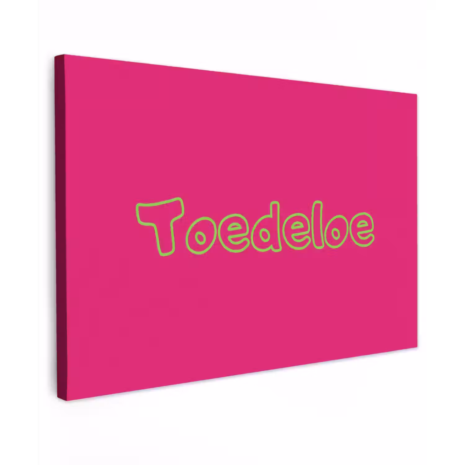 Toedeloe - Groen - Roze Tuinposter op houten frame 2 cm dik klein -3d