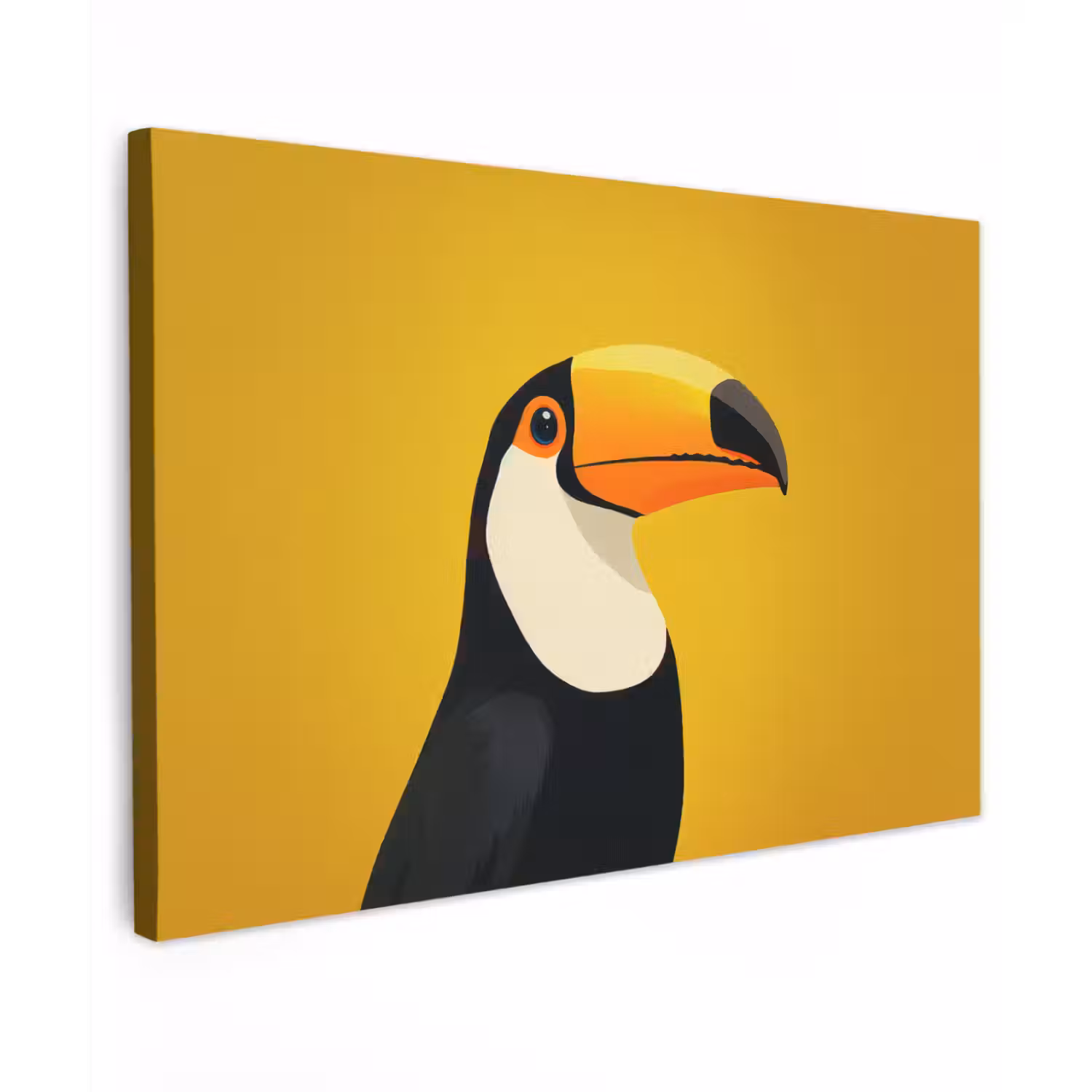 Toekan - Minimalistisch - Snavel - Oranje Tuinposter op houten frame 2 cm dik klein -3d