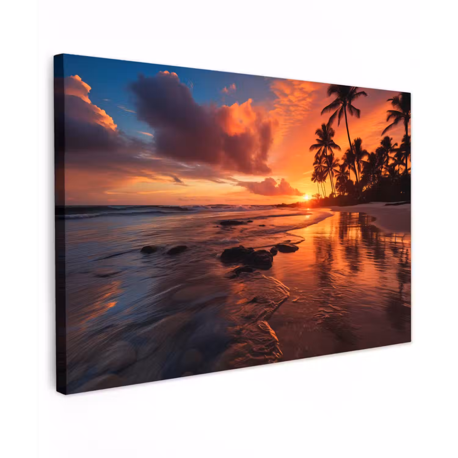 Tropische Zonsondergang Tuinposter op houten frame 2 cm dik klein -3d