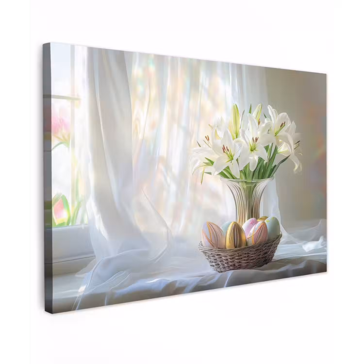 Vaas - Eieren - Bloemen Tuinposter op houten frame 2 cm dik klein -3d
