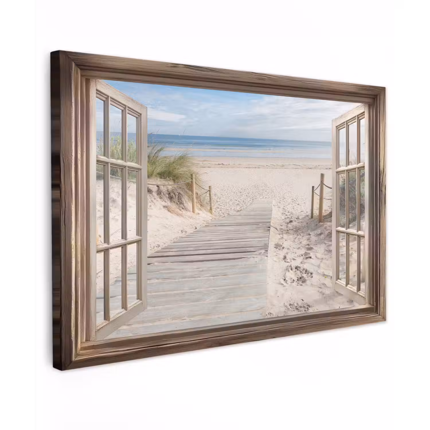 Doorkijk - Strand - Duinen - Pad - Landschap Tuinposter op houten frame 2 cm dik klein -3d