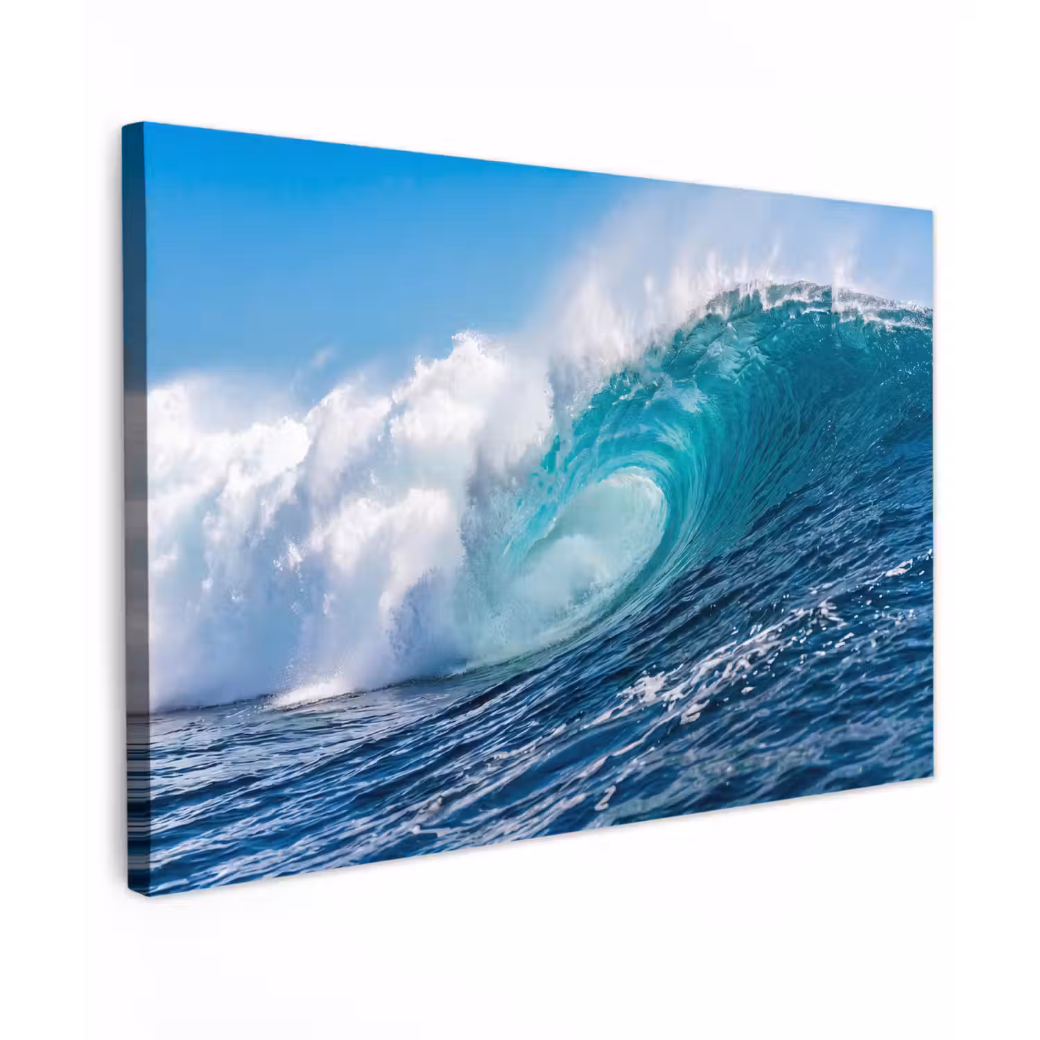 Golf - Oceaan - Water - Dynamisch - Blauw Tuinposter op houten frame 2 cm dik klein -3d