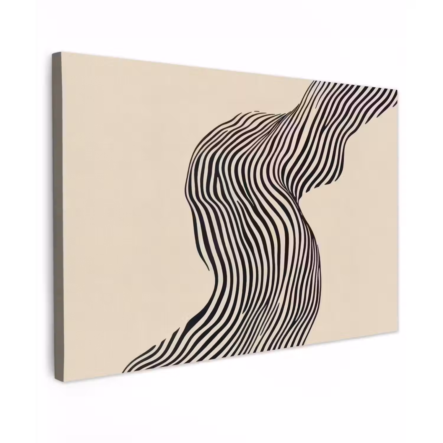 Golvend - Lijnen - Abstract - Silhouet Tuinposter op houten frame 2 cm dik klein -3d