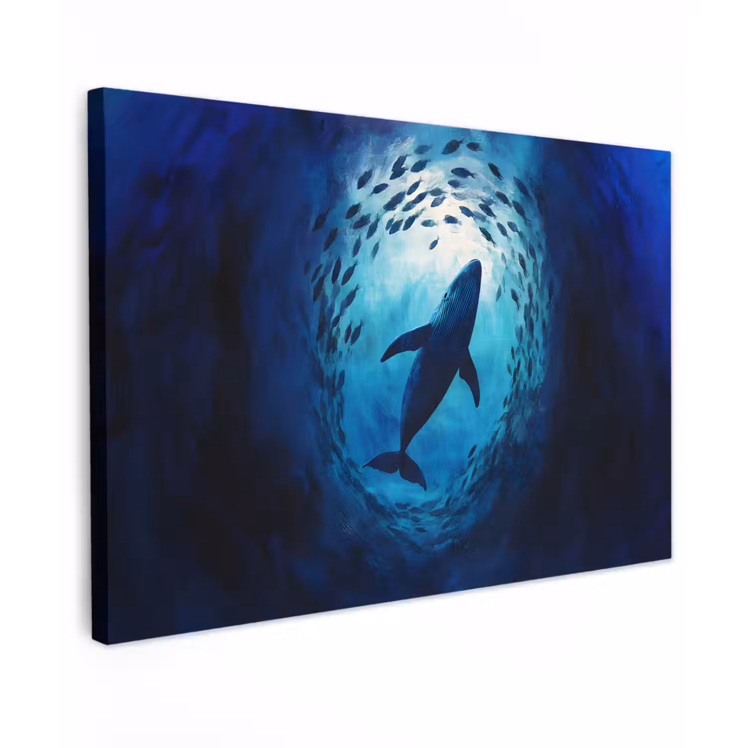 Walvis - Vissen - Donkerblauw Tuinposter op houten frame 2 cm dik klein -3d