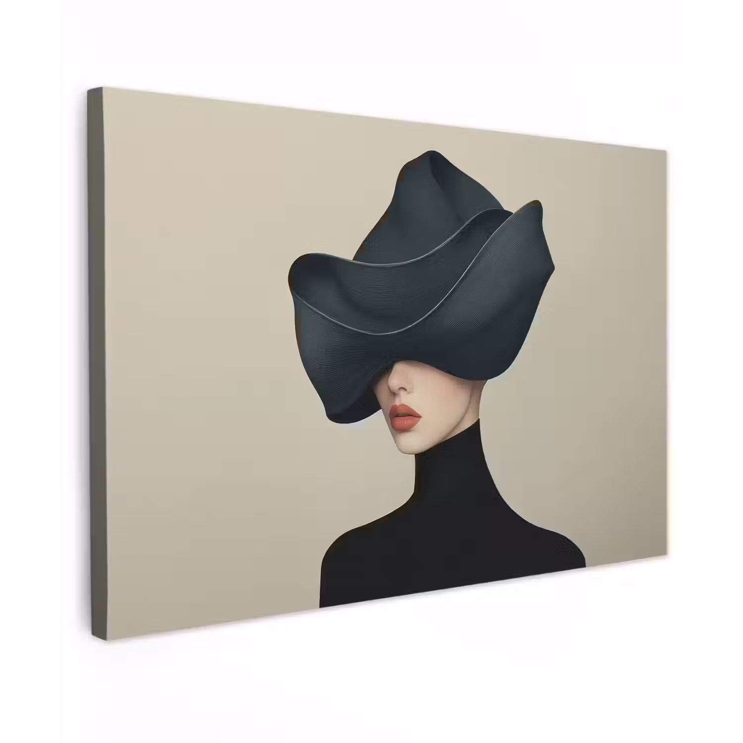 Vrouw - Groen - Hoed Tuinposter op houten frame 2 cm dik klein -3d