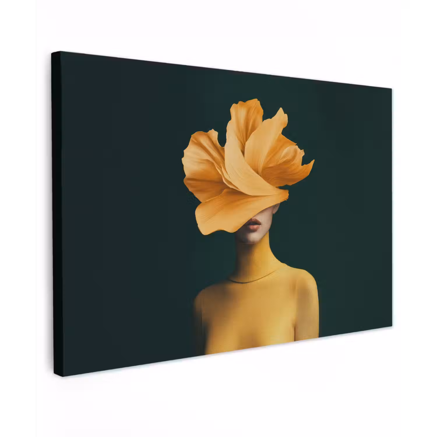 Vrouw - Hoed - Geel Tuinposter op houten frame 2 cm dik klein -3d