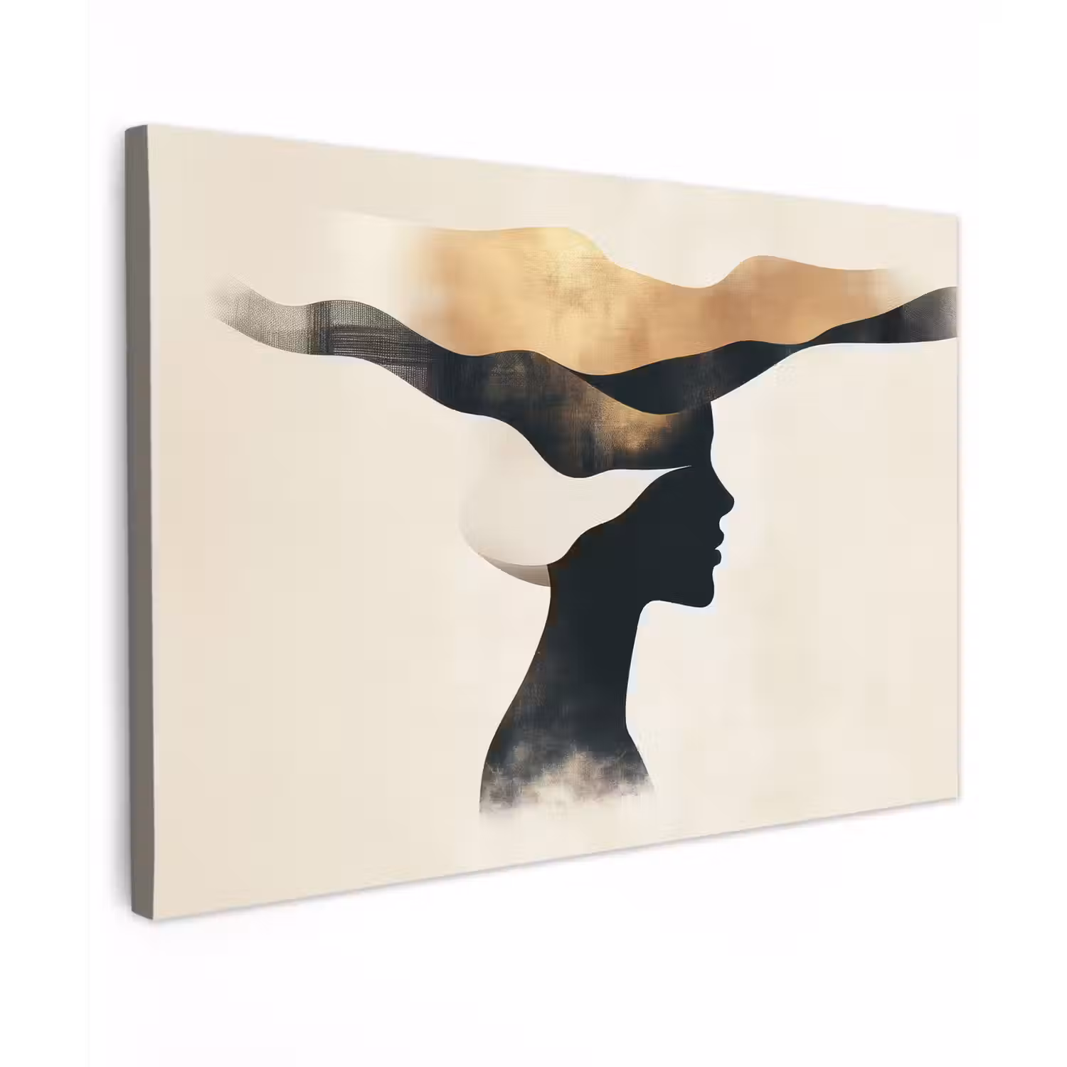 Vrouw - Golven - Zwart Tuinposter op houten frame 2 cm dik klein -3d