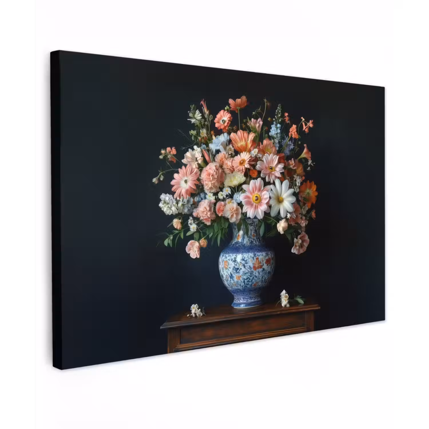 Hout - Vaas - Kleuren - Bloemen Tuinposter op houten frame 2 cm dik klein -3d
