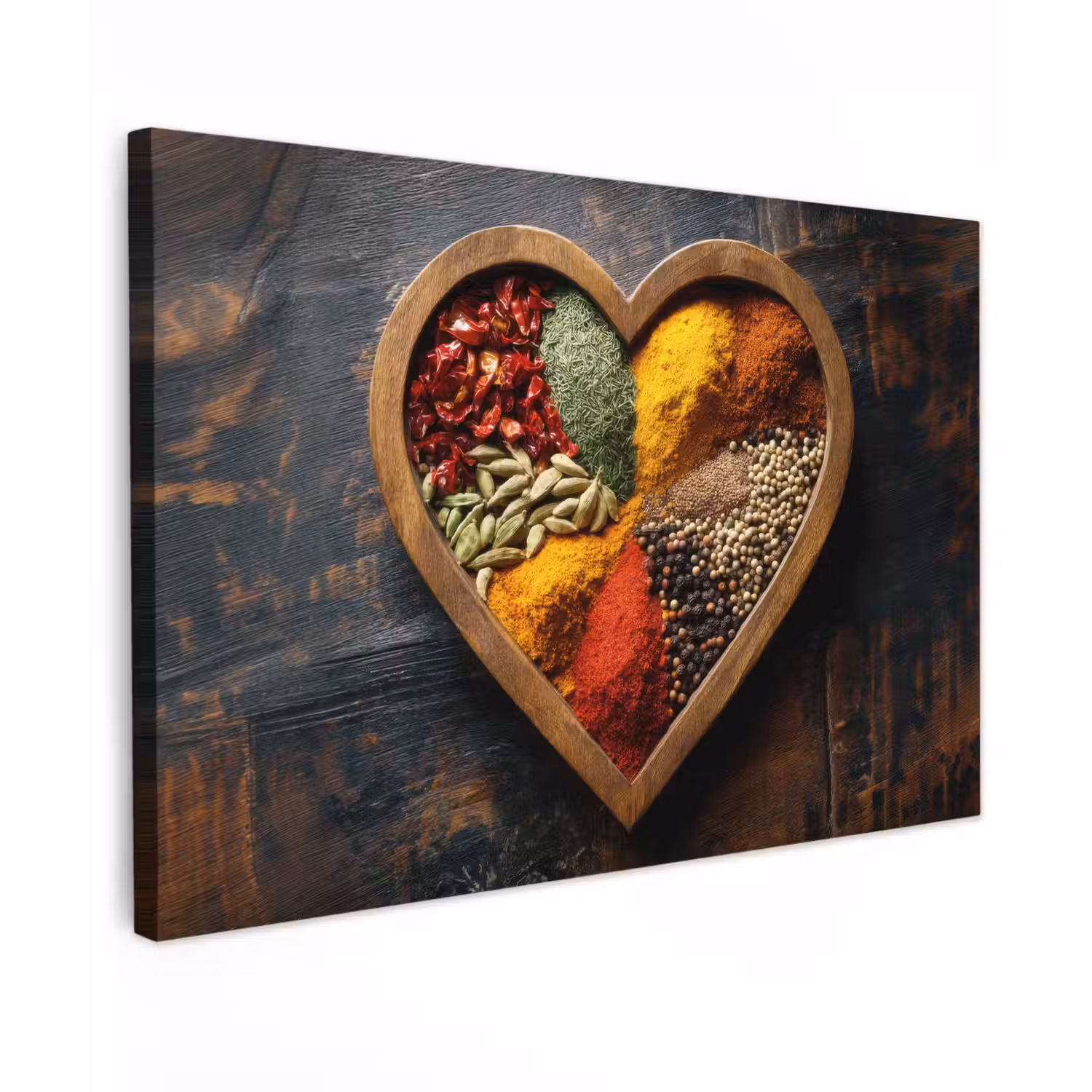 Houten - Hart - Kleurrijke - Specerijen Tuinposter op houten frame 2 cm dik klein -3d