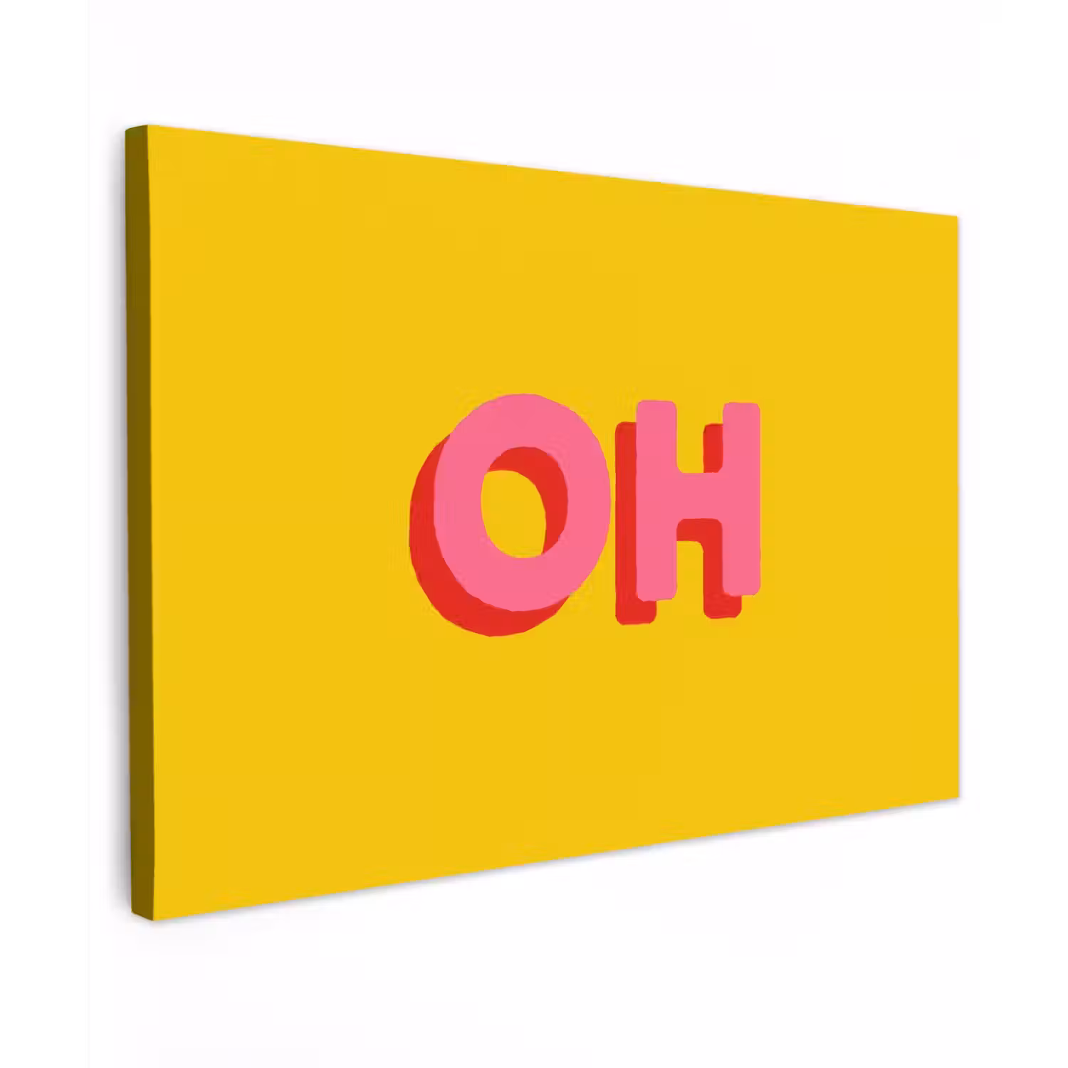 Geel - Roze - Oh - 3D Tuinposter op houten frame 2 cm dik klein -3d