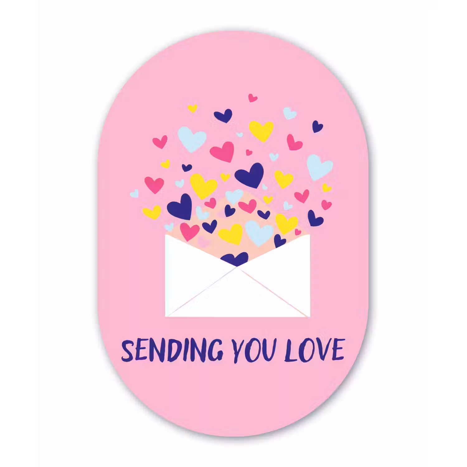 Envelop - Love - Hartjes - Valentijn Wandcirkel Ovaal Glas middel -3d