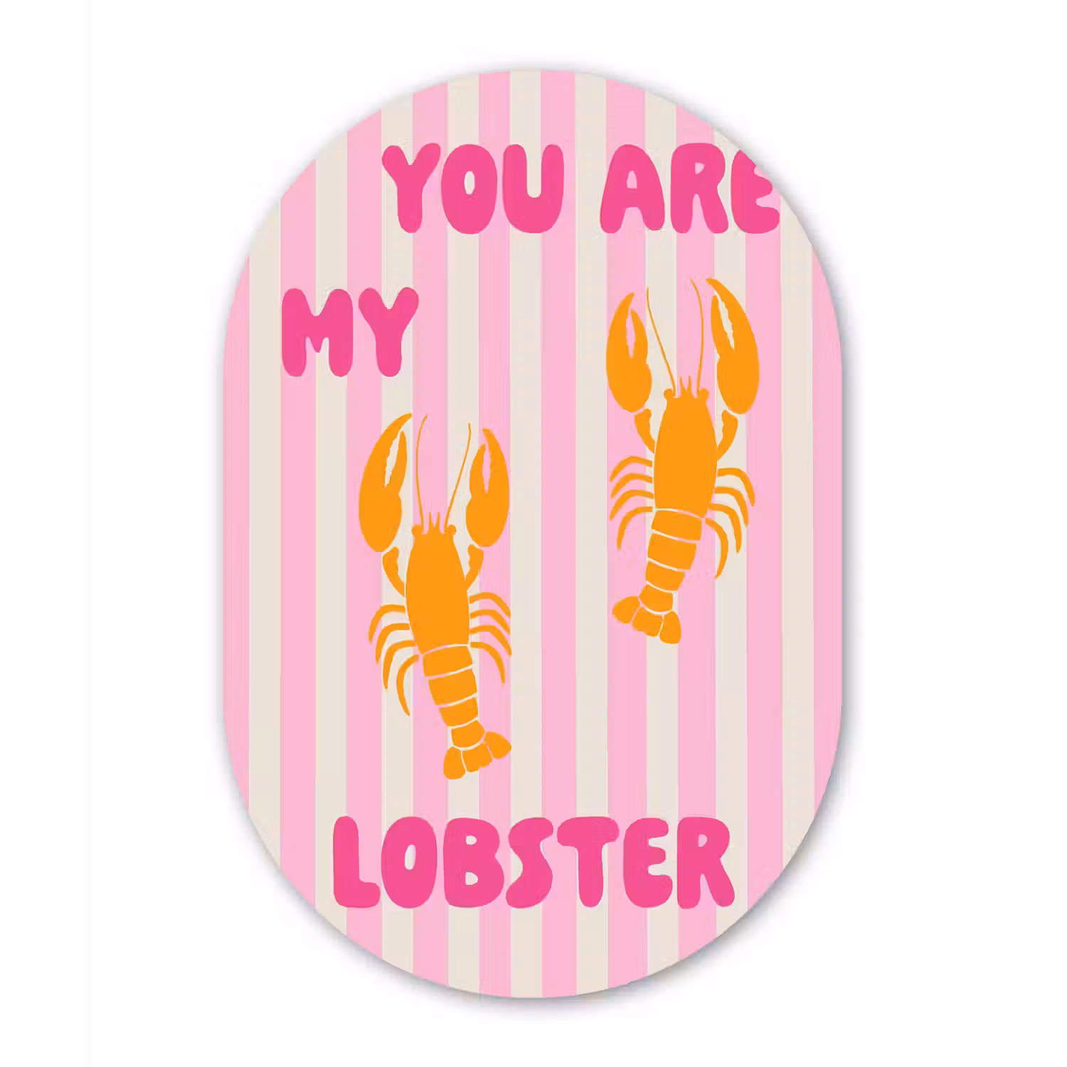 Lobster - Love - Valentijn Wandcirkel Ovaal Glas middel -3d