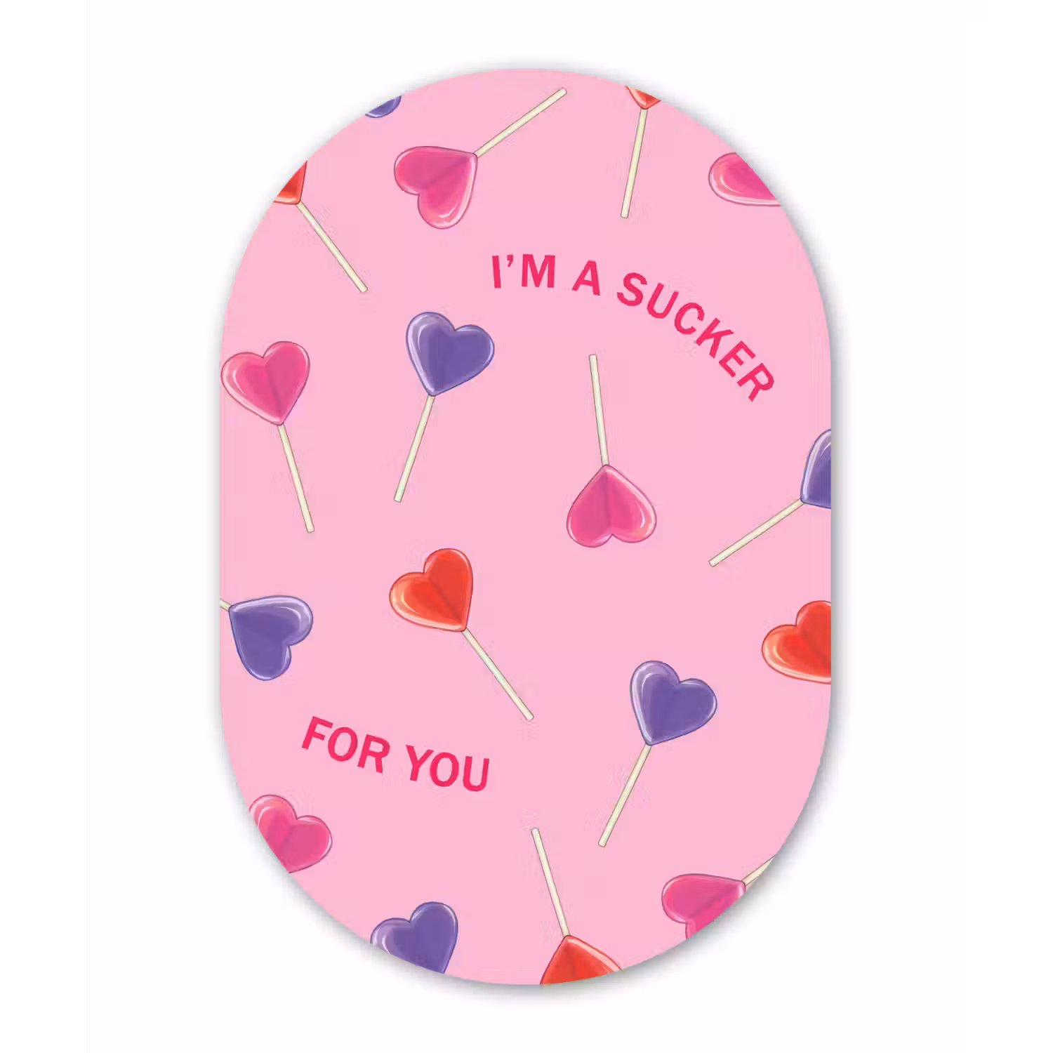 Lolly - Valentijn - Illustratie - Snoep Wandcirkel Ovaal Glas middel -3d