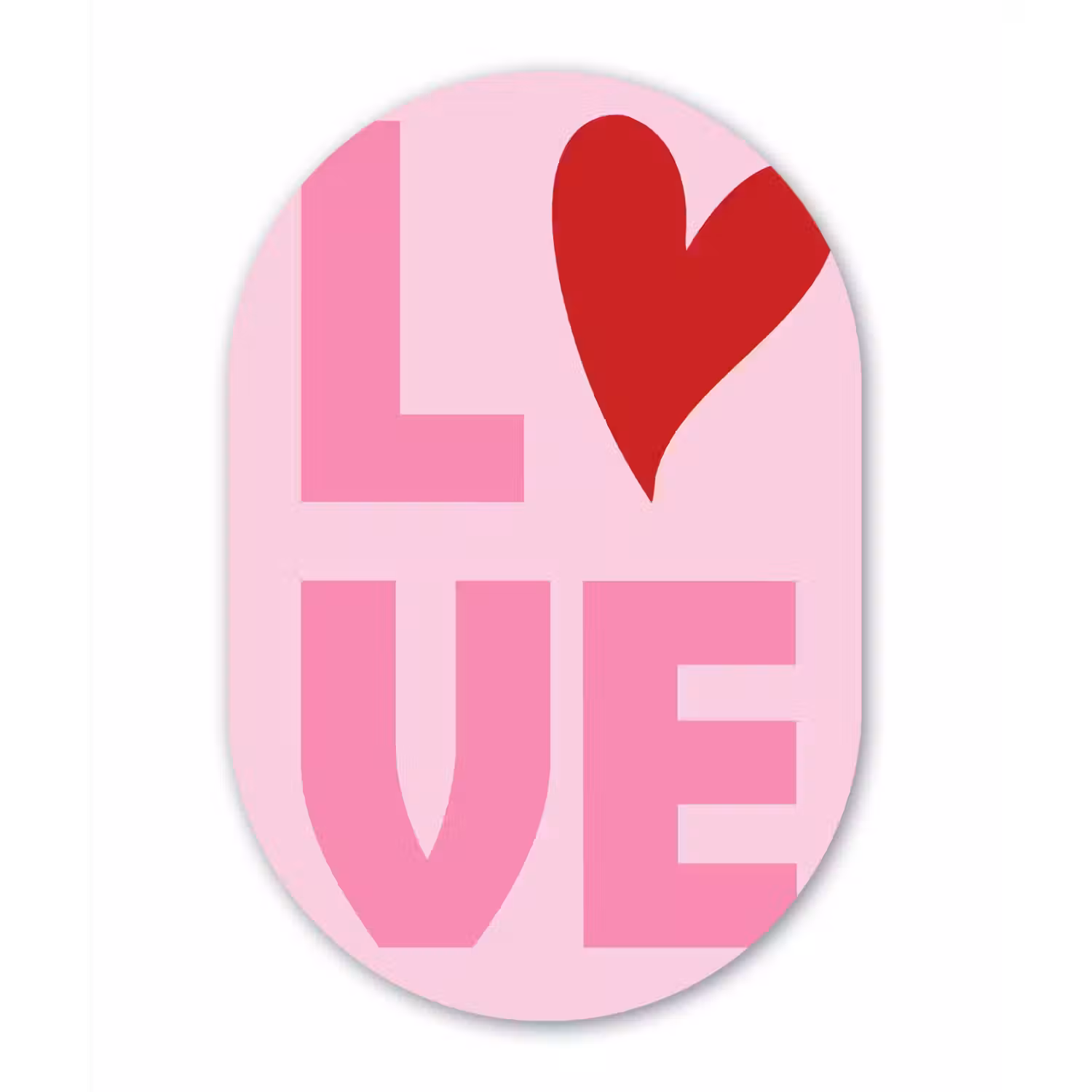 Love - Roze - Hart - Valentijn Wandcirkel Ovaal Glas middel -3d