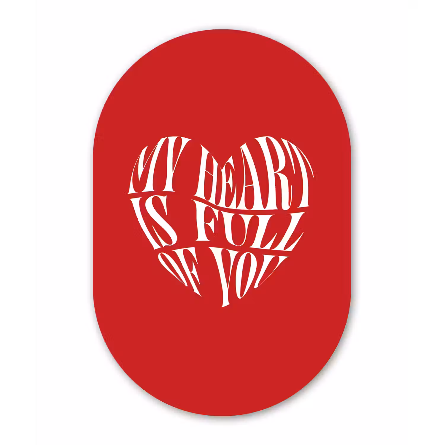 Rood - Hart- Tekst - Valentijn Wandcirkel Ovaal Glas middel -3d