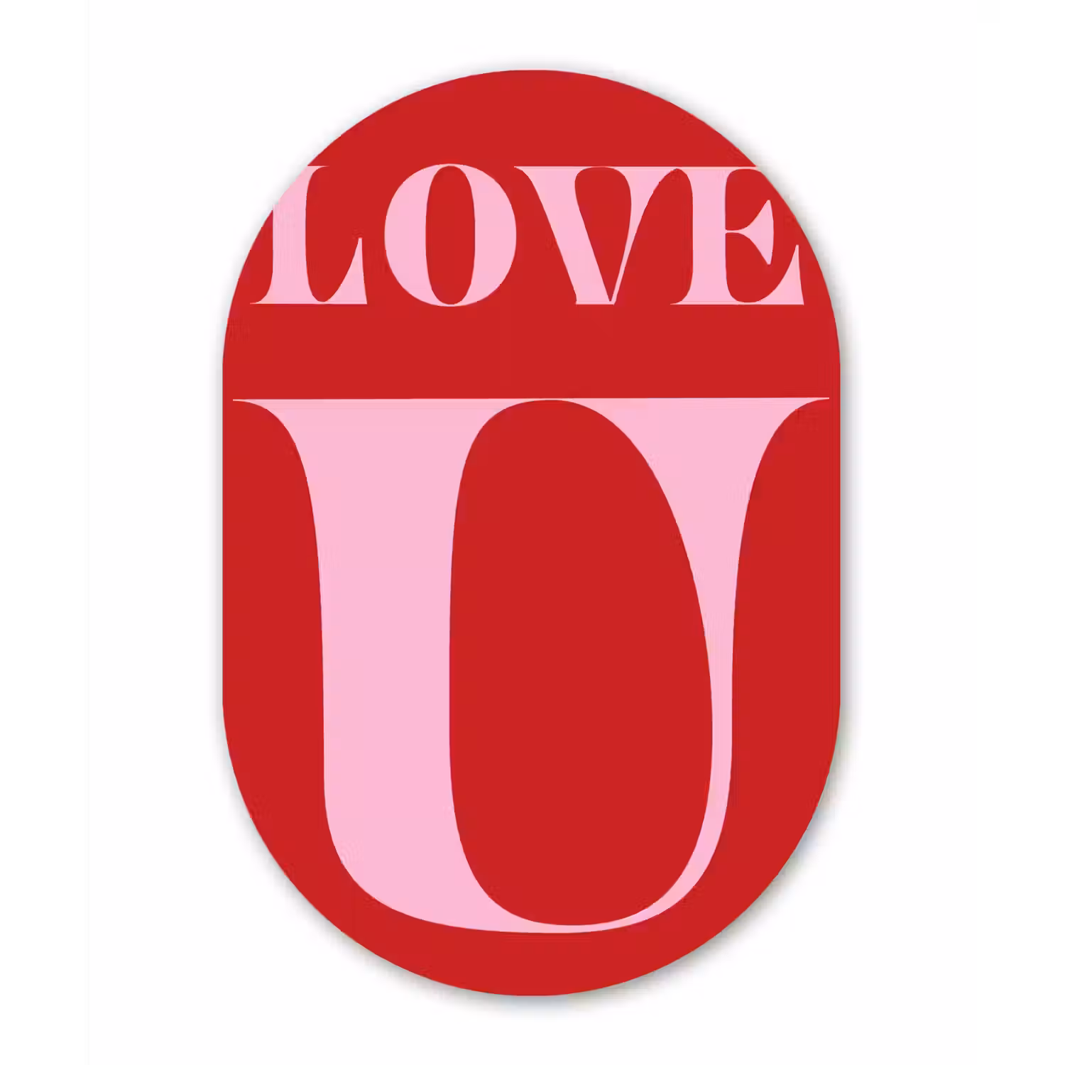 Rood - Love - Valentijn - Roze Wandcirkel Ovaal Glas middel -3d