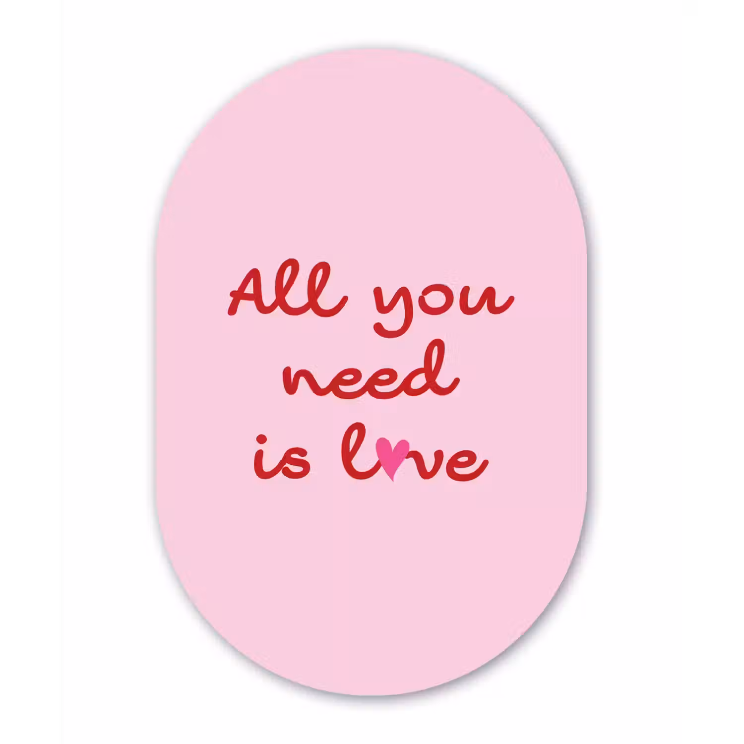 Tekst - Roze - Love - Hart Wandcirkel Ovaal Glas middel -3d
