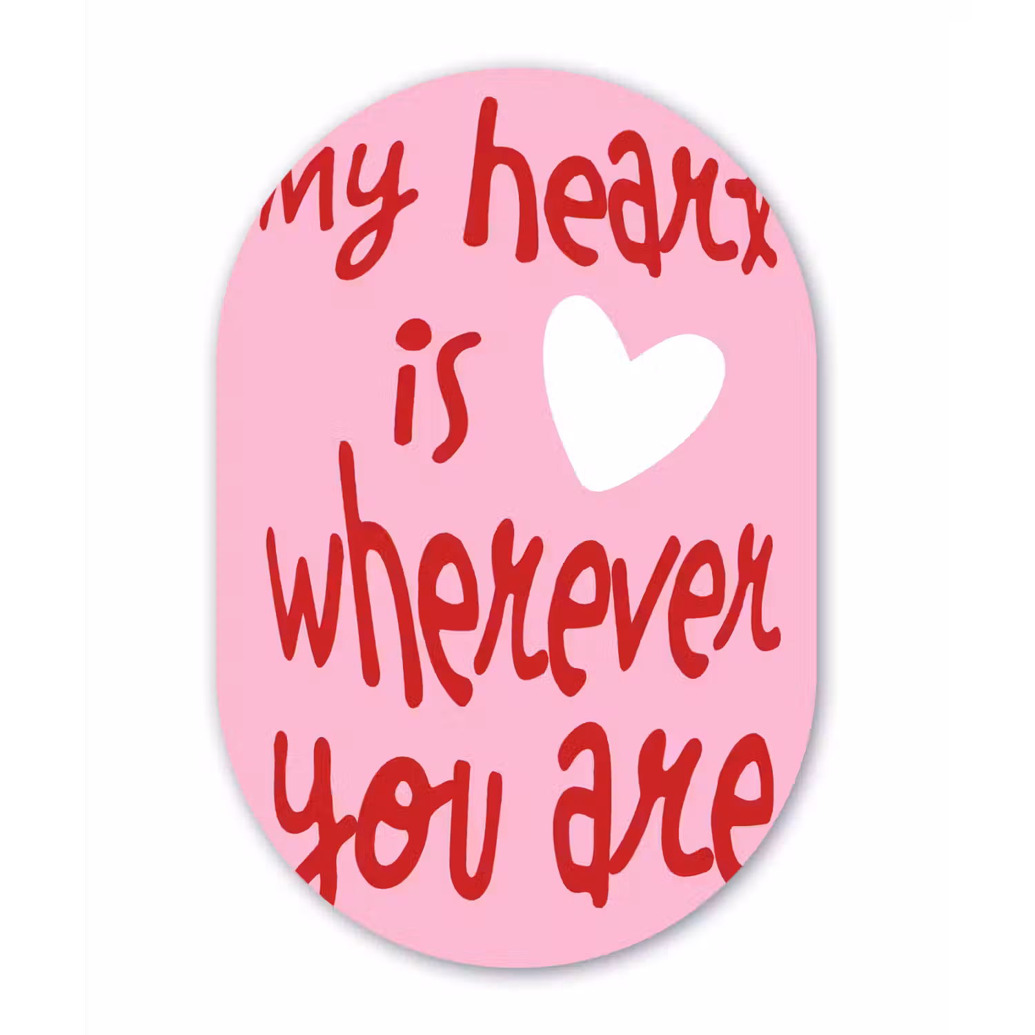 Valentijn - Hart - Liefde - Roze Wandcirkel Ovaal Glas middel -3d